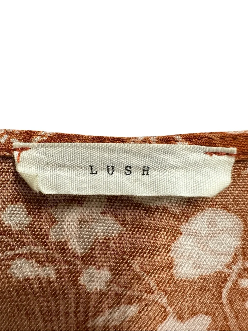 Pure Rayon Gauze Chambray Flannel Knit Rust Floral Drape Wrap Surplice Blouse